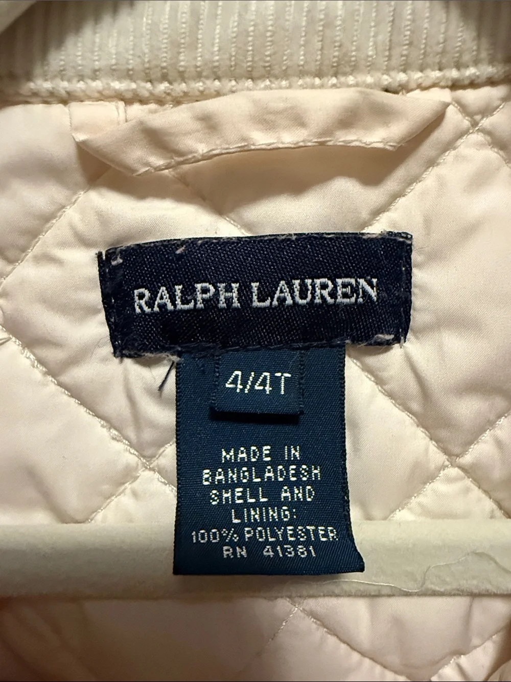 Ralph Lauren Kids Ivory Quilted Puffer Jacket